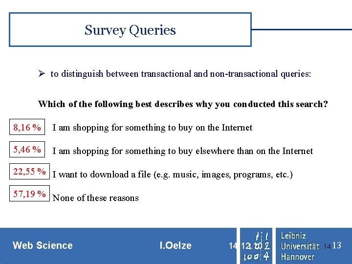 Survey Queries Ø to distinguish between transactional and non-transactional queries: Which of the following