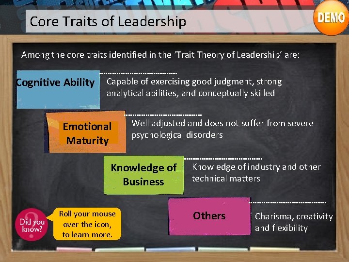 Core Traits of Leadership Among the core traits identified in the ‘Trait Theory of