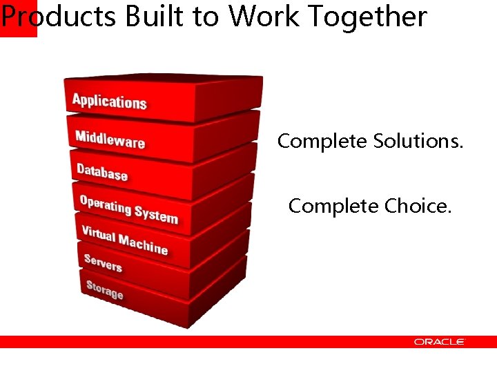 Products Built to Work Together Complete Solutions. Complete Choice. 