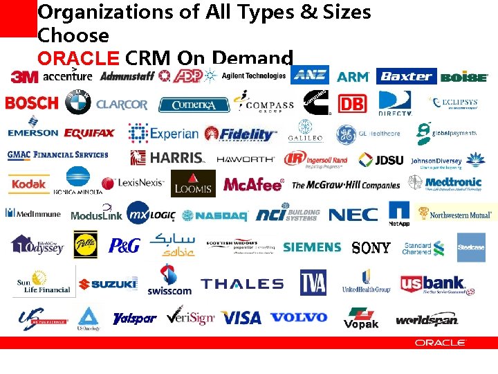 Organizations of All Types & Sizes Choose ORACLE CRM On Demand 