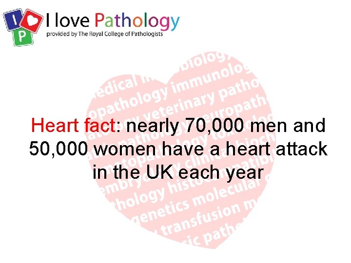 Heart fact: nearly 70, 000 men and 50, 000 women have a heart attack