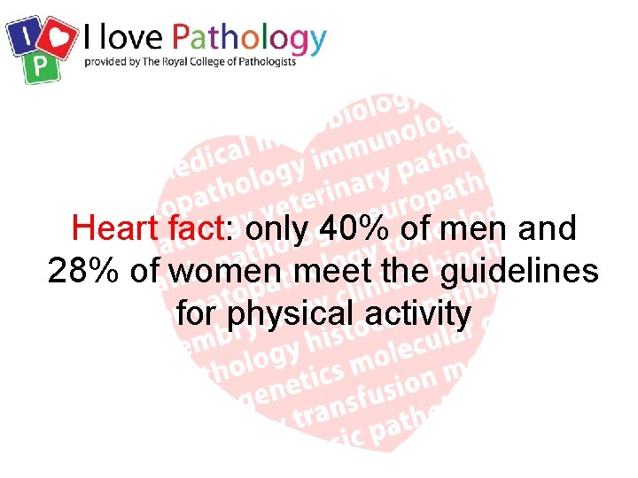 Heart fact: only 40% of men and 28% of women meet the guidelines for