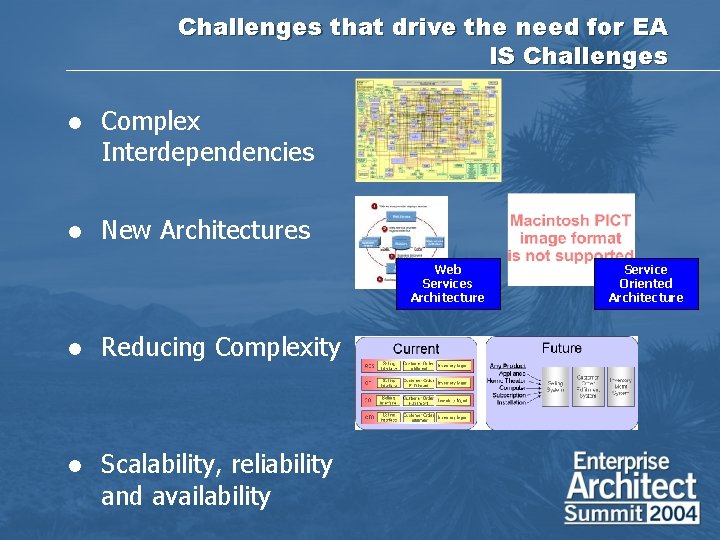 Challenges that drive the need for EA IS Challenges l Complex Interdependencies l New