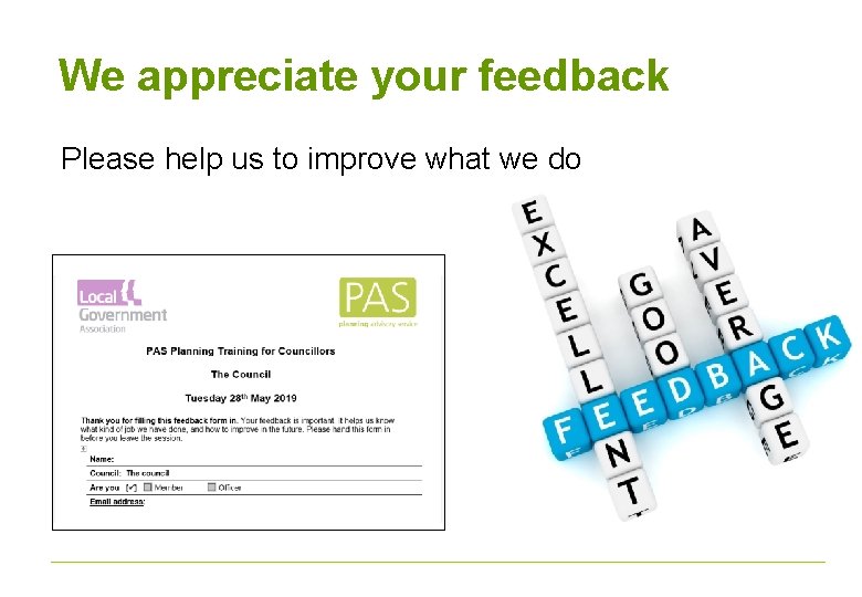 We appreciate your feedback Please help us to improve what we do 