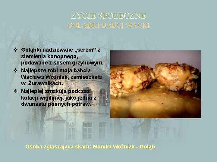 ŻYCIE SPOŁECZNE GOŁĄBKI BABCI WACKI v Gołąbki nadziewane „serem” z siemienia konopnego, podawane z