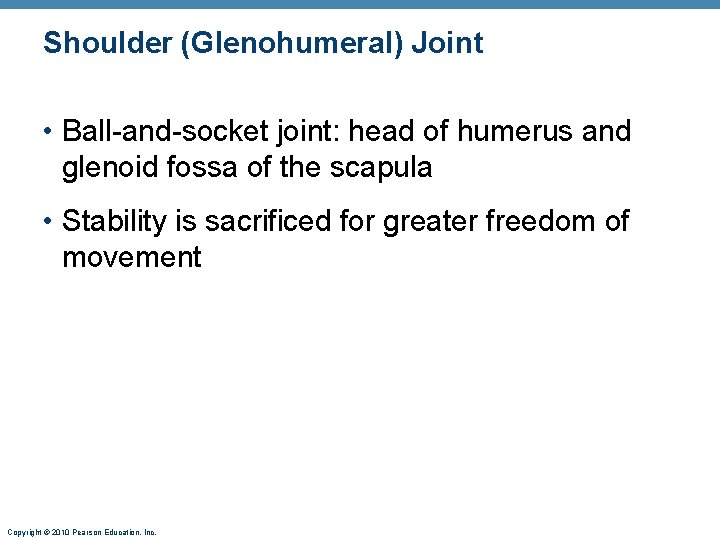 Shoulder (Glenohumeral) Joint • Ball-and-socket joint: head of humerus and glenoid fossa of the Shoulder (Glenohumeral) Joint • Ball-and-socket joint: head of humerus and glenoid fossa of the