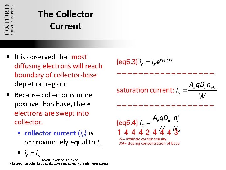 The Collector Current § It is observed that most diffusing electrons will reach boundary