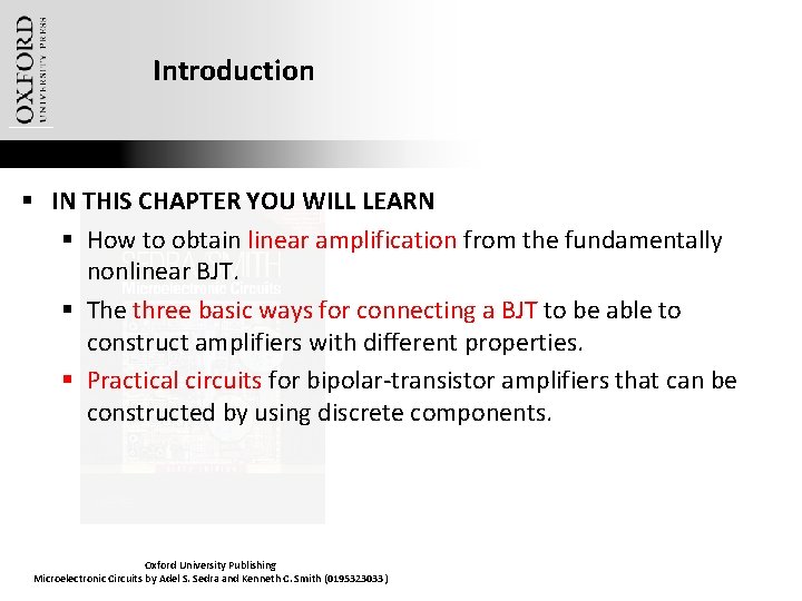 Introduction § IN THIS CHAPTER YOU WILL LEARN § How to obtain linear amplification