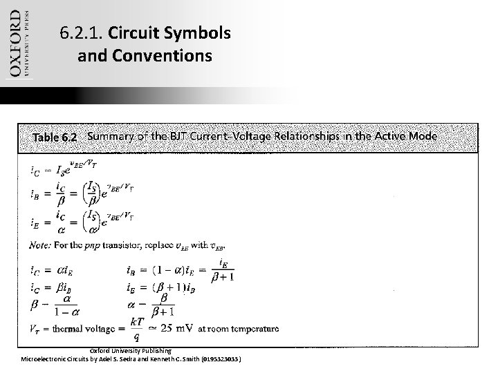 6. 2. 1. Circuit Symbols and Conventions Oxford University Publishing Microelectronic Circuits by Adel