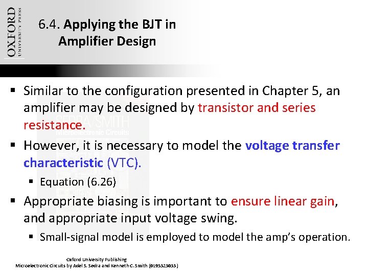 6. 4. Applying the BJT in Amplifier Design § Similar to the configuration presented