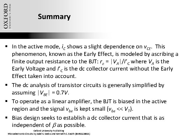 Summary § In the active mode, i. C shows a slight dependence on v.