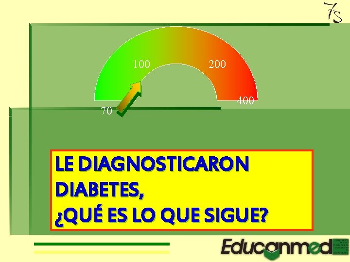 100 70 200 400 LE DIAGNOSTICARON DIABETES, ¿QUÉ ES LO QUE SIGUE? 