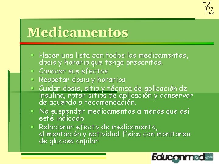 Medicamentos § Hacer una lista con todos los medicamentos, dosis y horario que tengo