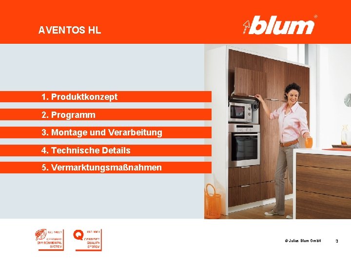 AVENTOS HL 1. Produktkonzept 2. Programm 3. Montage und Verarbeitung 4. Technische Details 5.