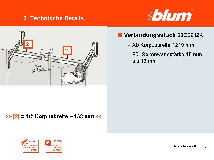 3. Technische Details n Verbindungsstück 20 Q 091 ZA 2 2 - Ab Korpusbreite