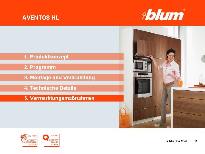 AVENTOS HL 1. Produktkonzept 2. Programm 3. Montage und Verarbeitung 4. Technische Details 5.