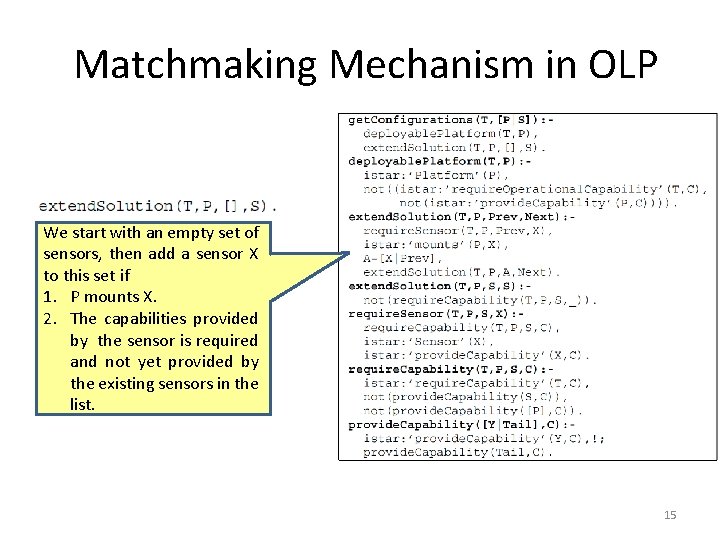 Matchmaking Mechanism in OLP We start with an empty set of sensors, then add