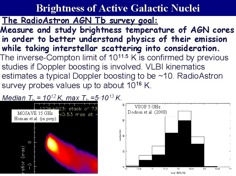 Brightness of Active Galactic Nuclei The Radio. Astron AGN Tb survey goal: Measure and