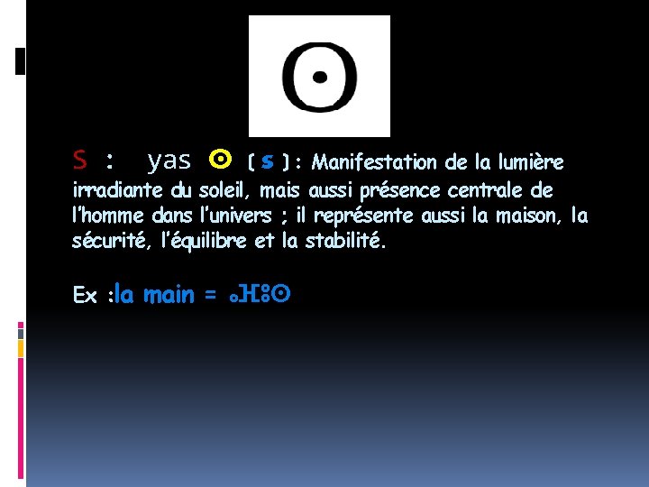 S : yas ⵙ ( s ) : Manifestation de la lumière irradiante du