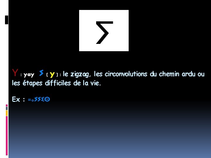 Y : yay ⵢ ( y ) : le zigzag, les circonvolutions du chemin