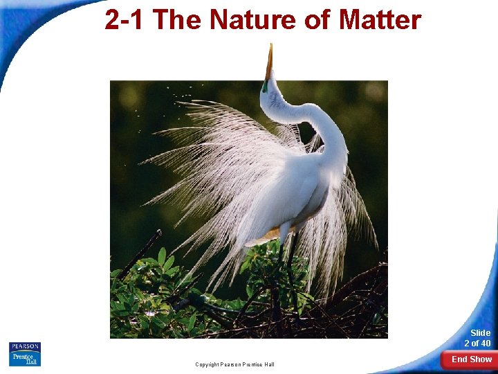 2 -1 The Nature of Matter Slide 2 of 40 Copyright Pearson Prentice Hall