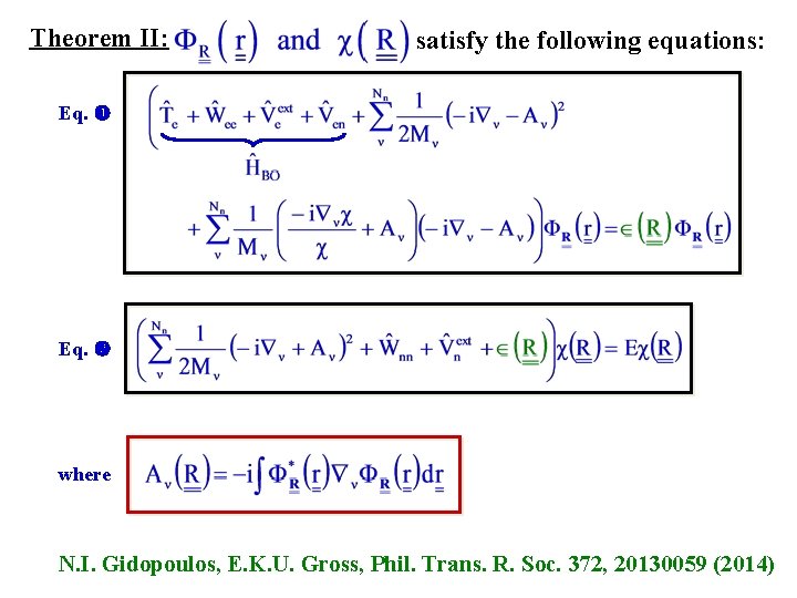 Theorem II: satisfy the following equations: Eq. where N. I. Gidopoulos, E. K. U.