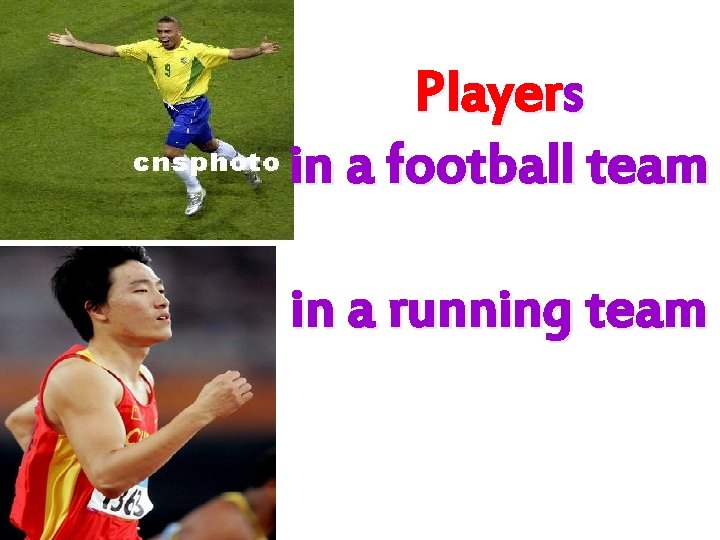 Players in a football team in a running team 