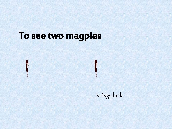 To see two magpies brings luck 