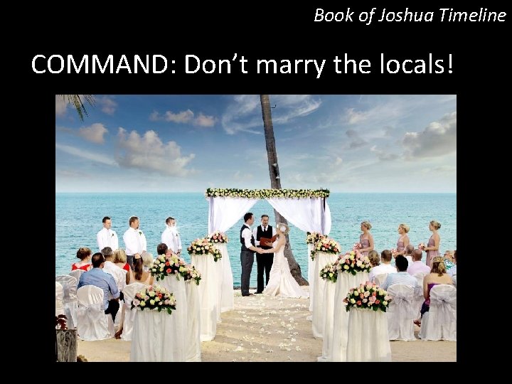 Book of Joshua Timeline COMMAND: Don’t marry the locals! 