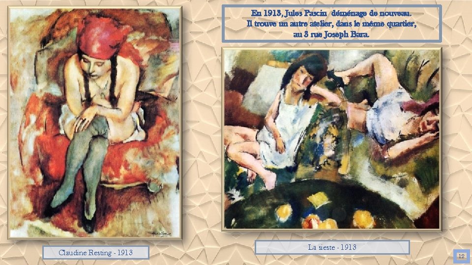 En 1913, Jules Pascin déménage de nouveau. Il trouve un autre atelier, dans le En 1913, Jules Pascin déménage de nouveau. Il trouve un autre atelier, dans le