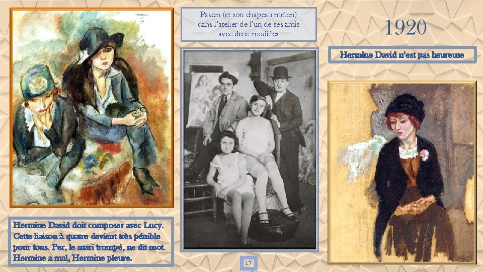 Pascin (et son chapeau melon) dans l’atelier de l’un de ses amis avec deux Pascin (et son chapeau melon) dans l’atelier de l’un de ses amis avec deux