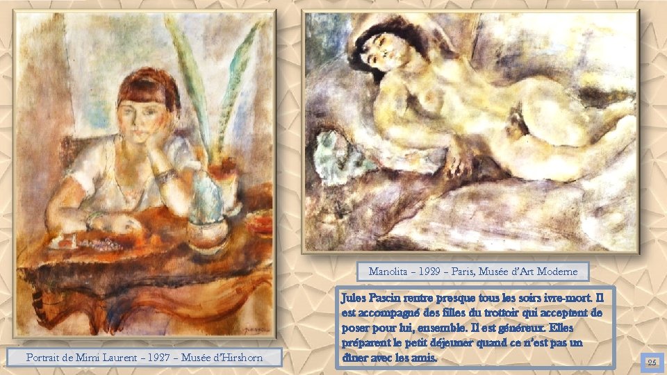 Manolita – 1929 – Paris, Musée d’Art Moderne Portrait de Mimi Laurent – 1927 Manolita – 1929 – Paris, Musée d’Art Moderne Portrait de Mimi Laurent – 1927