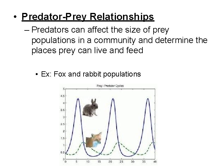  • Predator-Prey Relationships – Predators can affect the size of prey populations in