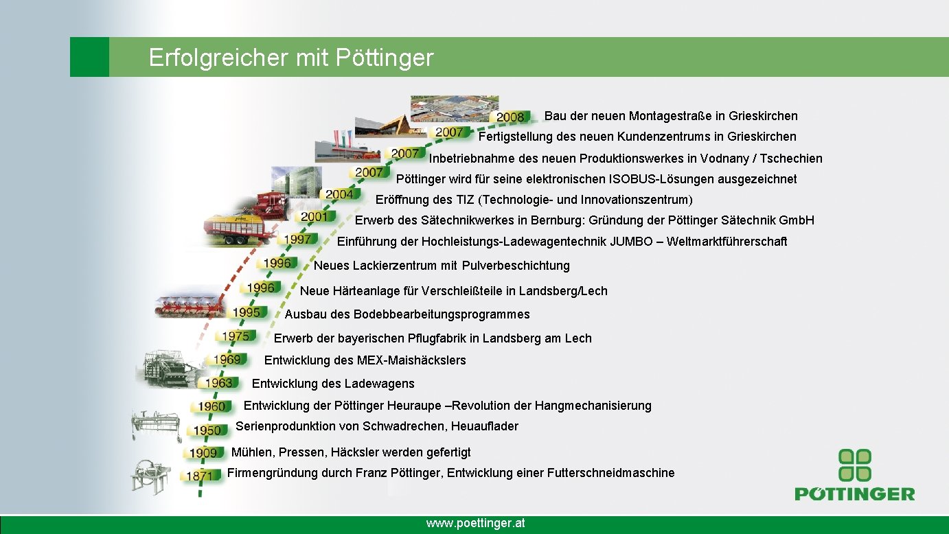 Erfolgreicher mit Pöttinger Bau der neuen Montagestraße in Grieskirchen Fertigstellung des neuen Kundenzentrums in