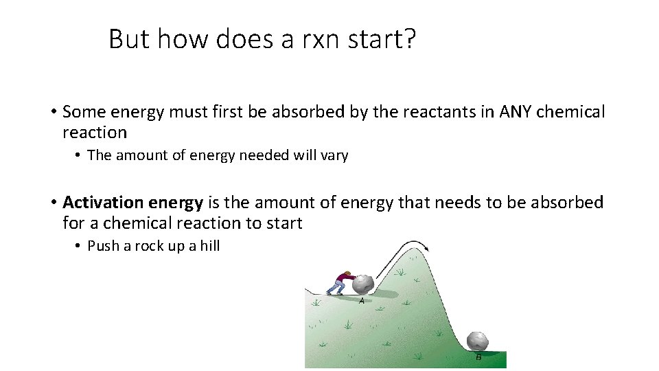 But how does a rxn start? • Some energy must first be absorbed by