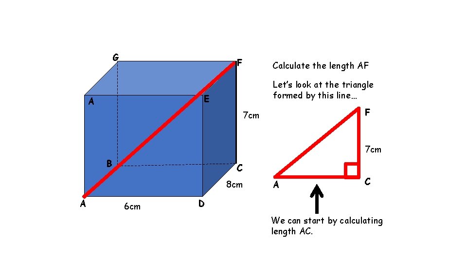 G F Calculate the length AF Let’s look at the triangle formed by this