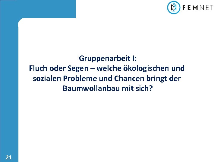 Gruppenarbeit I: Fluch oder Segen – welche ökologischen und sozialen Probleme und Chancen bringt