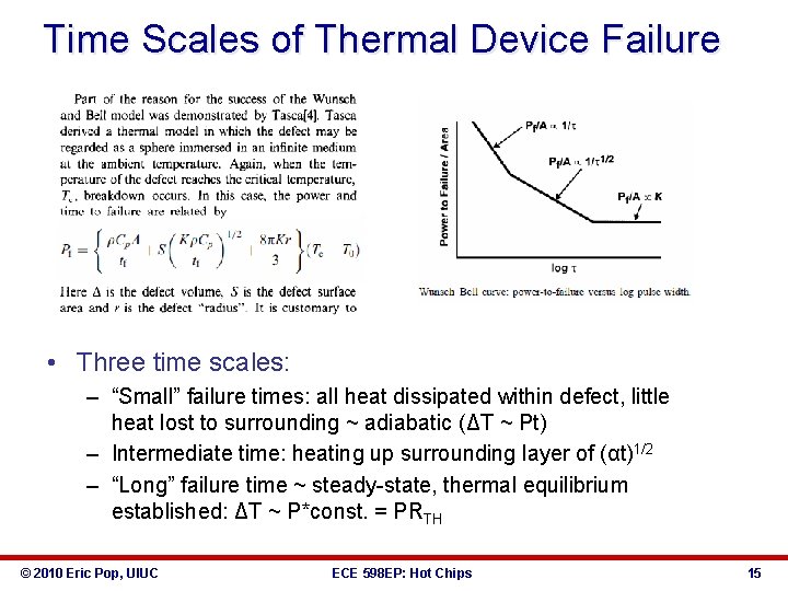 Time Scales of Thermal Device Failure • Three time scales: – “Small” failure times: