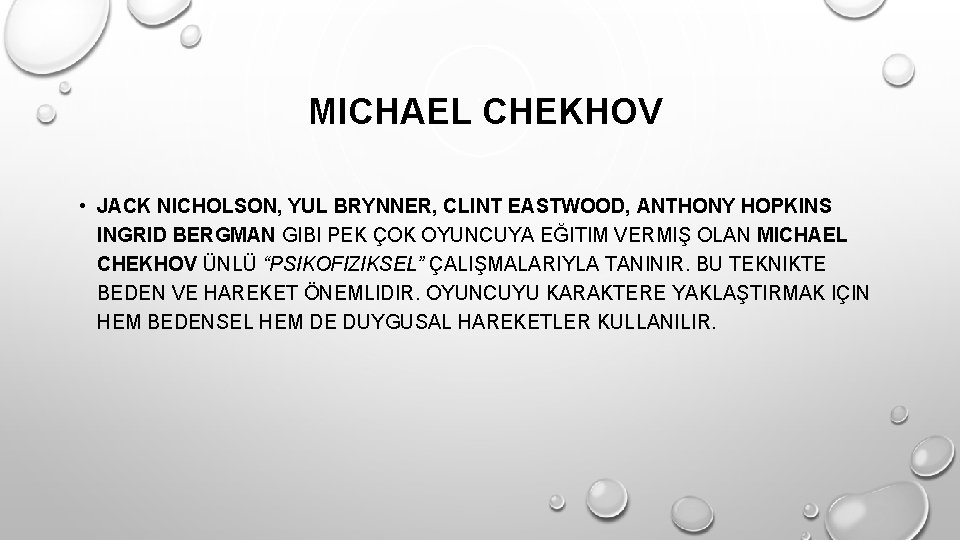  MICHAEL CHEKHOV • JACK NICHOLSON, YUL BRYNNER, CLINT EASTWOOD, ANTHONY HOPKINS INGRID BERGMAN