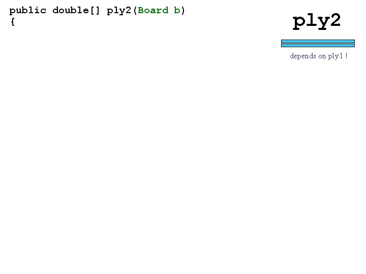 public double[] ply 2(Board b) { ply 2 depends on ply 1 ! 