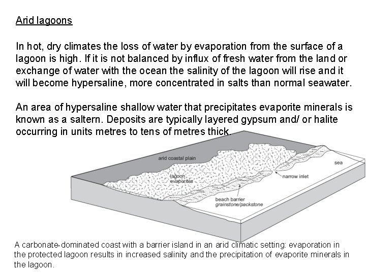 Arid lagoons In hot, dry climates the loss of water by evaporation from the