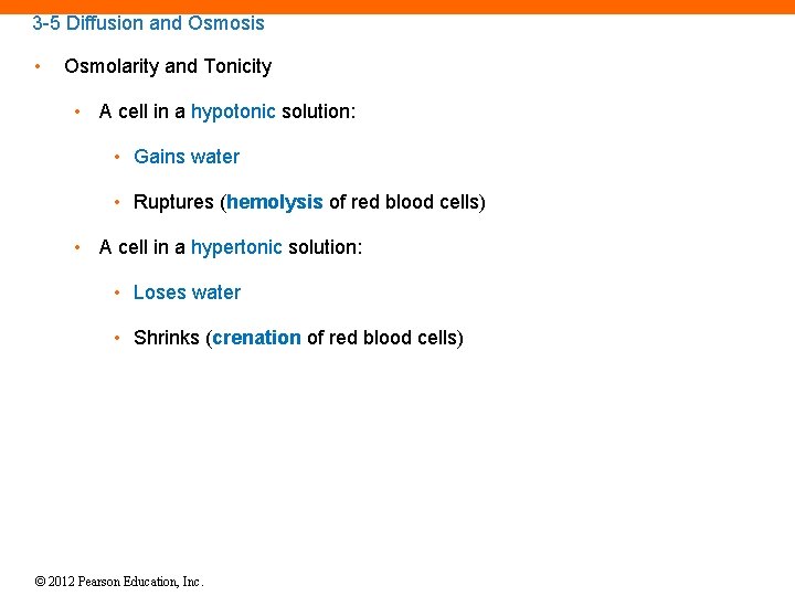 3 -5 Diffusion and Osmosis • Osmolarity and Tonicity • A cell in a