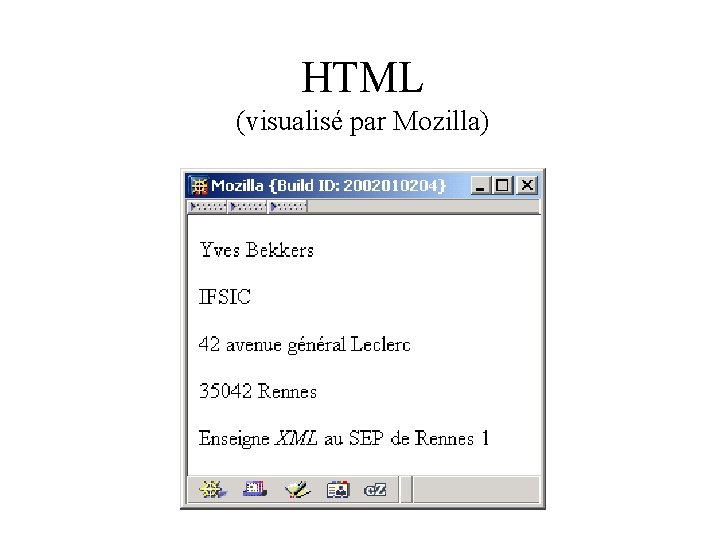 HTML (visualisé par Mozilla) 