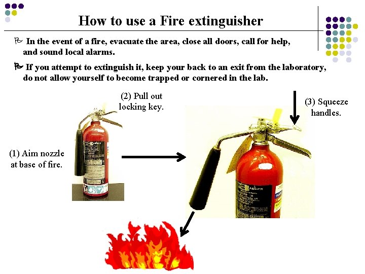 How to use a Fire extinguisher P In the event of a fire, evacuate