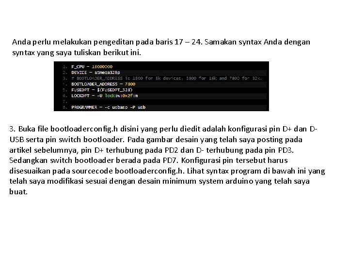 Anda perlu melakukan pengeditan pada baris 17 – 24. Samakan syntax Anda dengan syntax