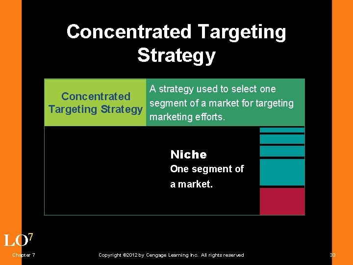 Concentrated Targeting Strategy A strategy used to select one Concentrated segment of a market