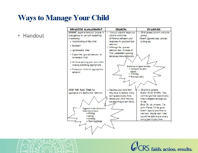Ways to Manage Your Child • Handout 