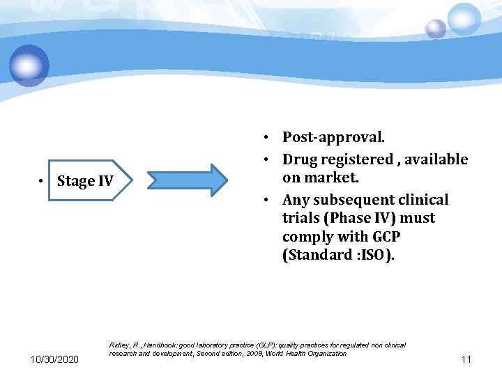  • Stage IV 10/30/2020 • Post-approval. • Drug registered , available on market.