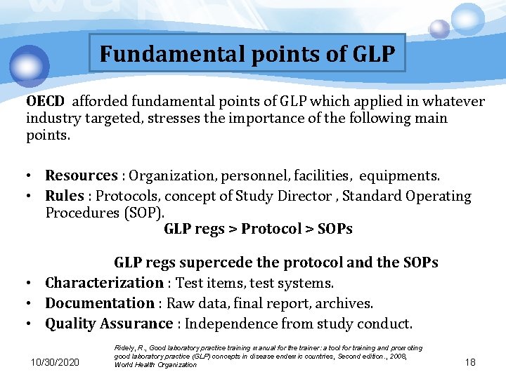 Fundamental points of GLP OECD afforded fundamental points of GLP which applied in whatever