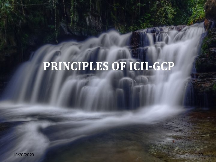 PRINCIPLES OF ICH-GCP 10/30/2020 29 